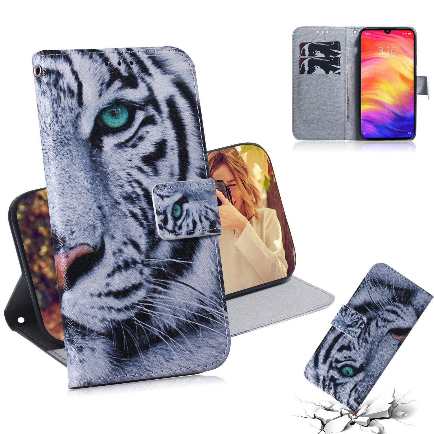 Pattern Printing Wallet Leather Cell Phone Case for Xiaomi Redmi Note 7S / Note 7