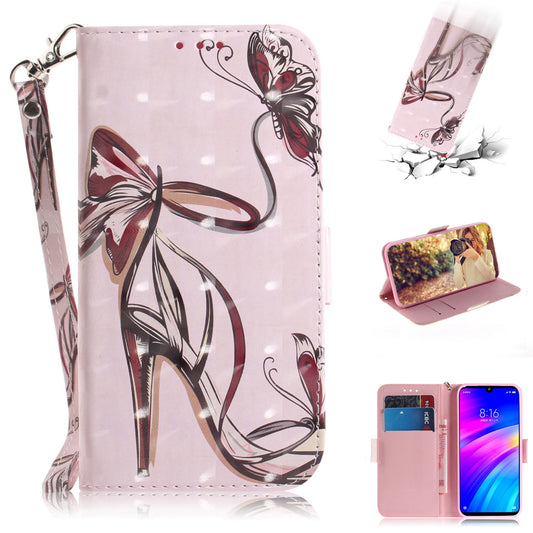 Light Spot Decor Patterned Wallet Stand PU Leather Phone Case for Xiaomi Redmi 7 / Redmi Y3