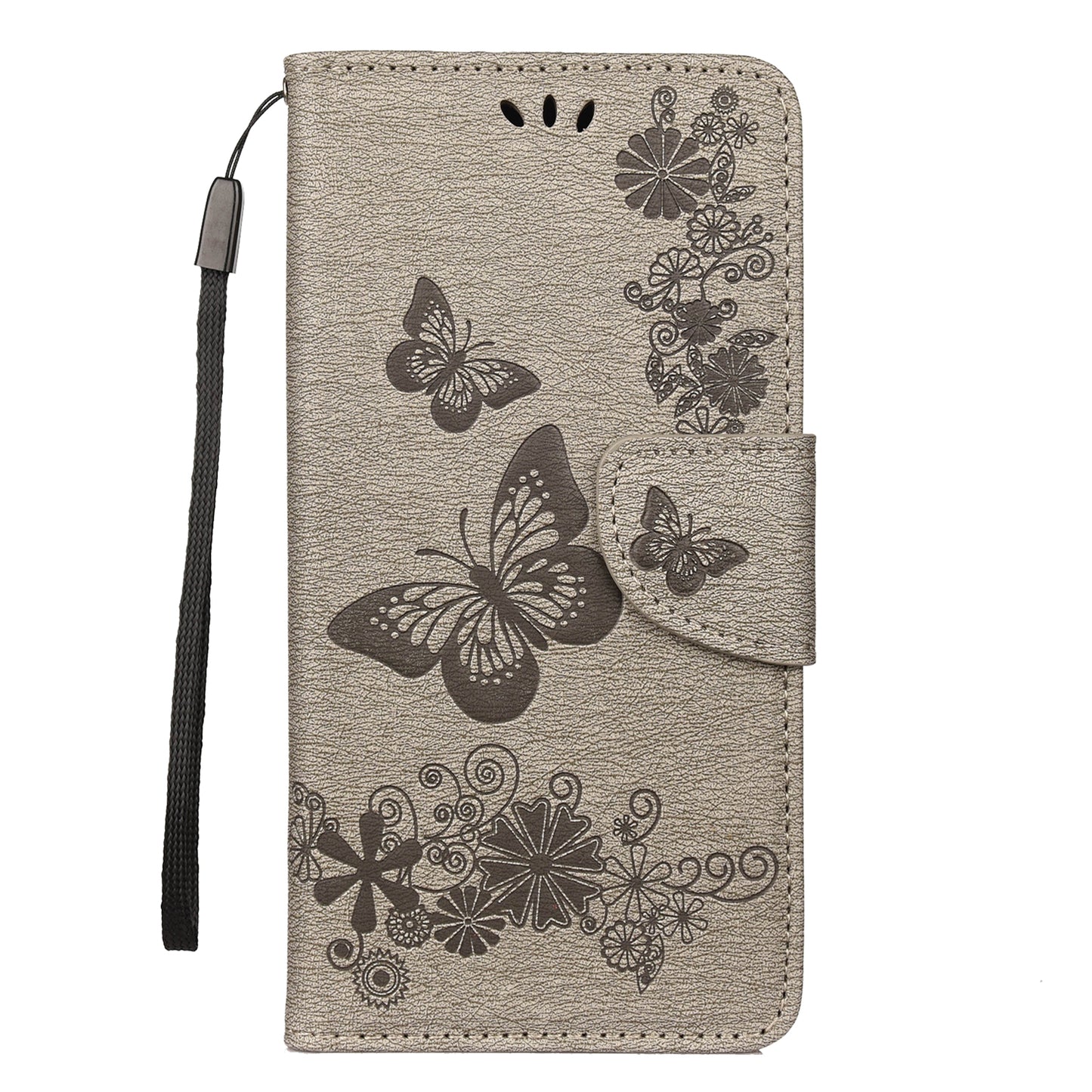 Imprint Butterfly Flowers Leather Stand Wallet Folio Case for Xiaomi Redmi Note 7S / Note 7 / Note 7 Pro (India)