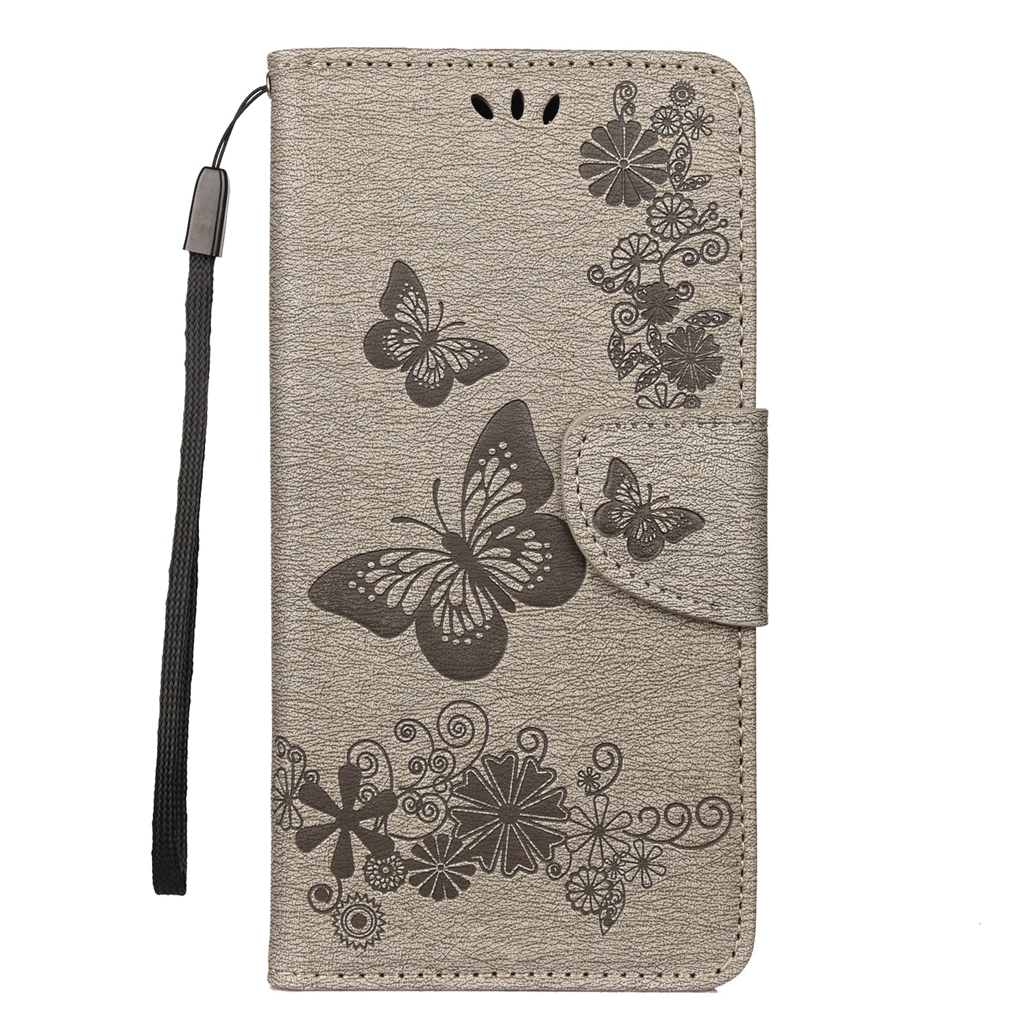 Imprint Butterfly Flowers Leather Stand Wallet Folio Case for Xiaomi Redmi Note 7S / Note 7 / Note 7 Pro (India)