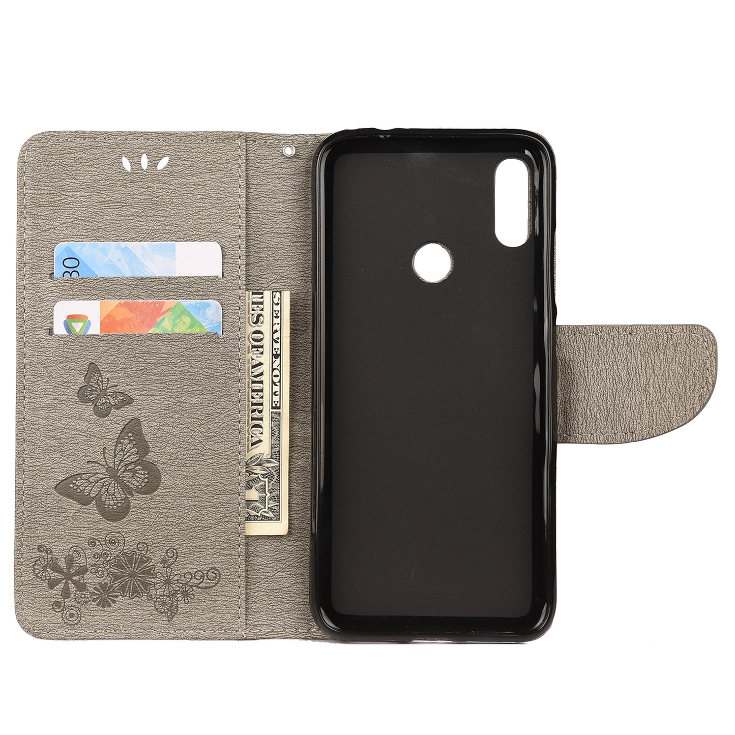 Imprint Butterfly Flowers Leather Stand Wallet Folio Case for Xiaomi Redmi Note 7S / Note 7 / Note 7 Pro (India)