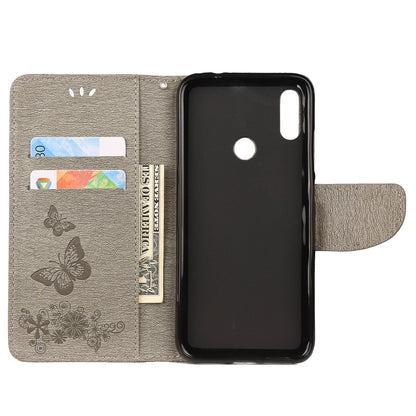 Imprint Butterfly Flowers Leather Stand Wallet Folio Case for Xiaomi Redmi Note 7S / Note 7 / Note 7 Pro (India)