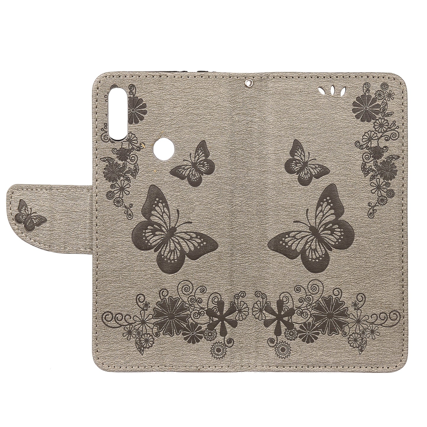 Imprint Butterfly Flowers Leather Stand Wallet Folio Case for Xiaomi Redmi Note 7S / Note 7 / Note 7 Pro (India)