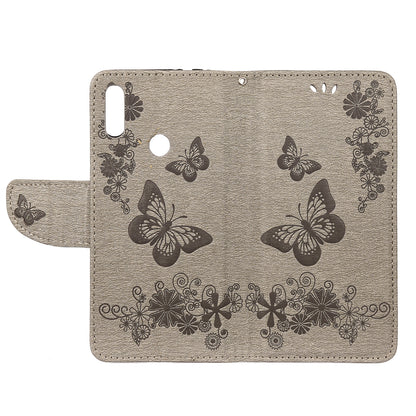 Imprint Butterfly Flowers Leather Stand Wallet Folio Case for Xiaomi Redmi Note 7S / Note 7 / Note 7 Pro (India)