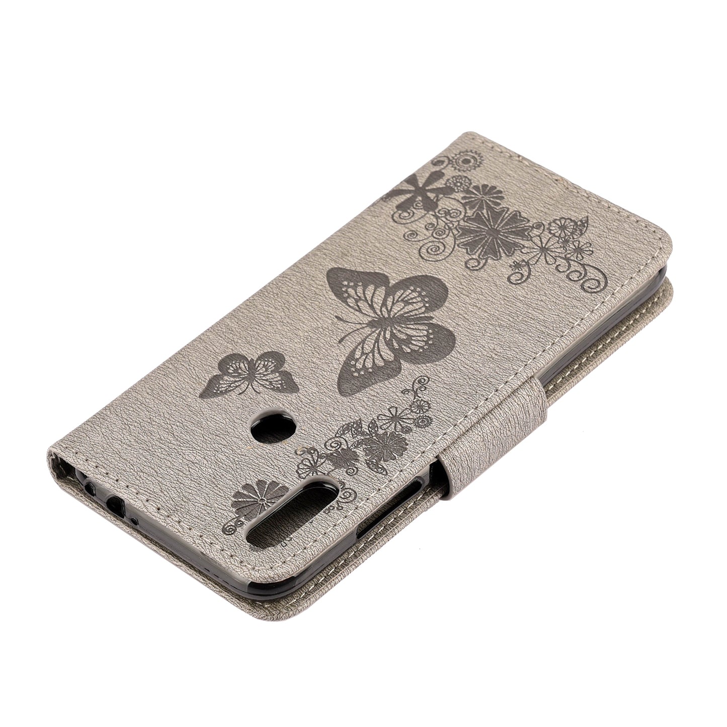 Imprint Butterfly Flowers Leather Stand Wallet Folio Case for Xiaomi Redmi Note 7S / Note 7 / Note 7 Pro (India)