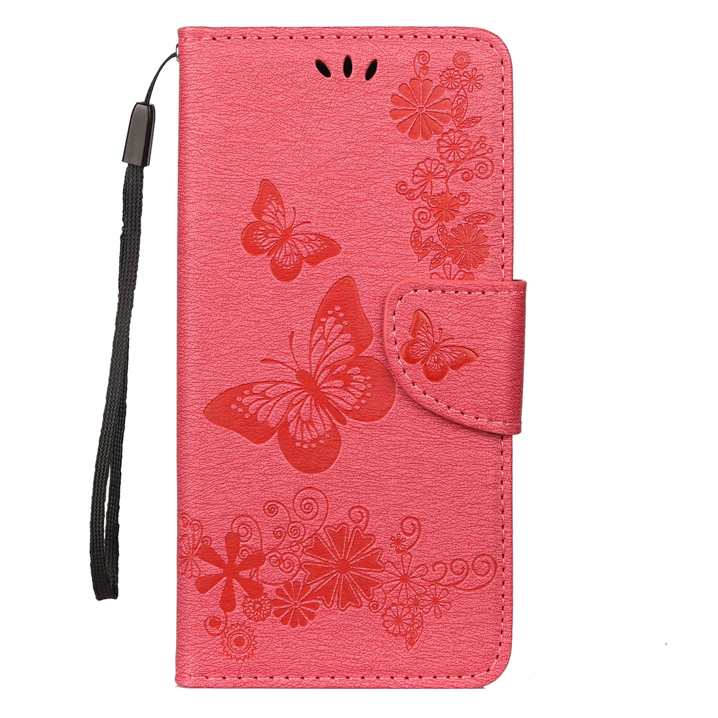 Imprint Butterfly Flowers Leather Stand Wallet Folio Case for Xiaomi Redmi Note 7S / Note 7 / Note 7 Pro (India)