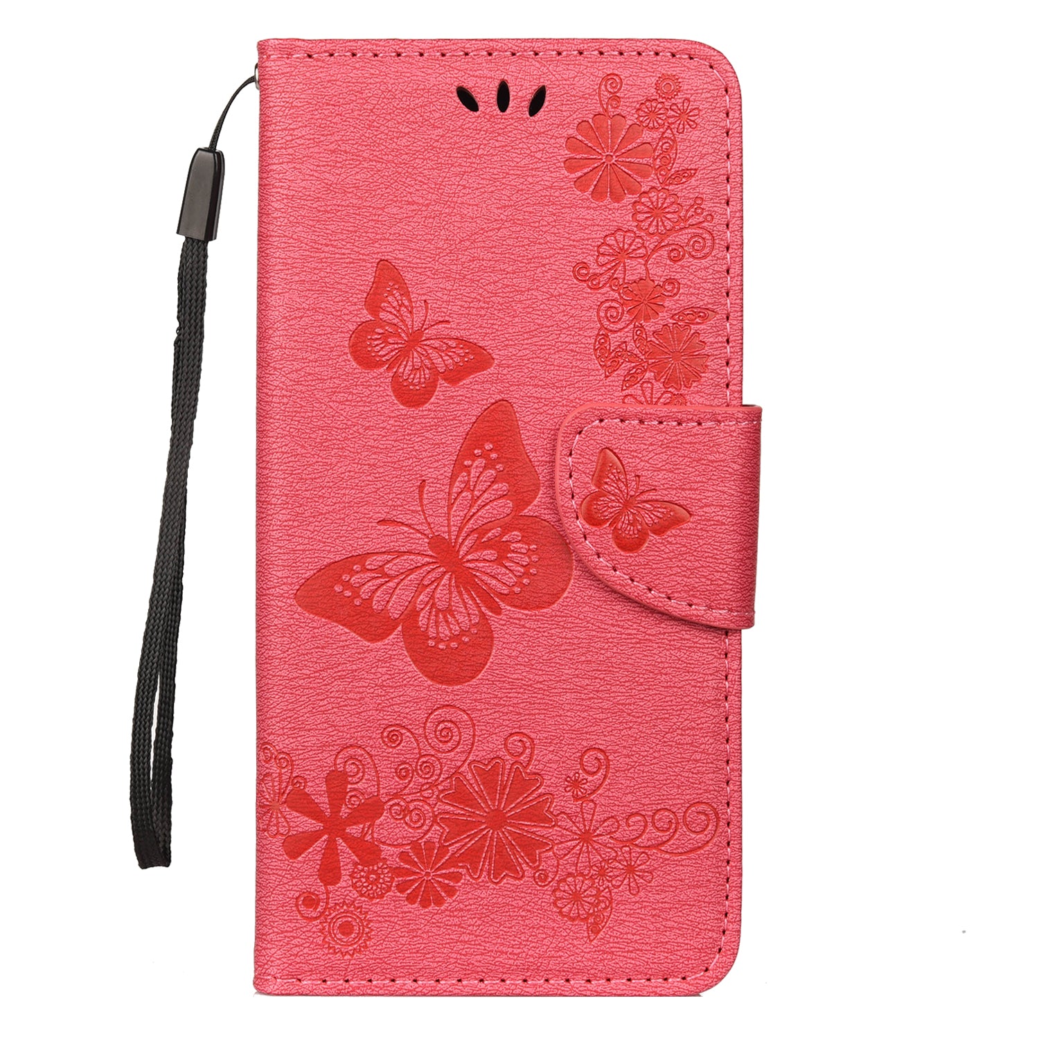 Imprint Butterfly Flowers Leather Stand Wallet Folio Case for Xiaomi Redmi Note 7S / Note 7 / Note 7 Pro (India)