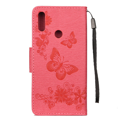 Imprint Butterfly Flowers Leather Stand Wallet Folio Case for Xiaomi Redmi Note 7S / Note 7 / Note 7 Pro (India)