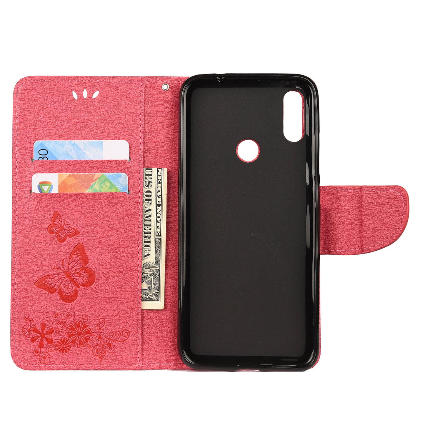 Imprint Butterfly Flowers Leather Stand Wallet Folio Case for Xiaomi Redmi Note 7S / Note 7 / Note 7 Pro (India)