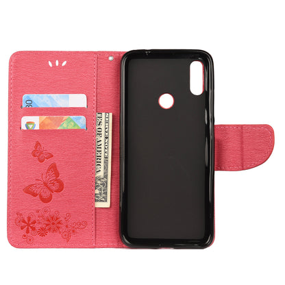 Imprint Butterfly Flowers Leather Stand Wallet Folio Case for Xiaomi Redmi Note 7S / Note 7 / Note 7 Pro (India)