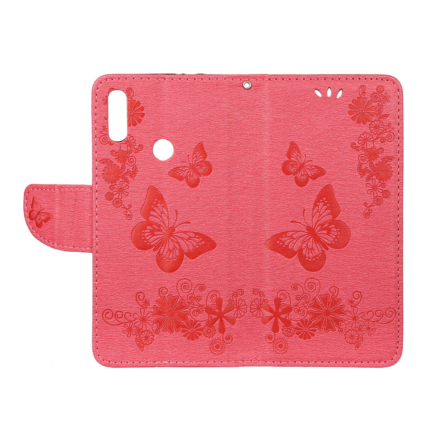 Imprint Butterfly Flowers Leather Stand Wallet Folio Case for Xiaomi Redmi Note 7S / Note 7 / Note 7 Pro (India)