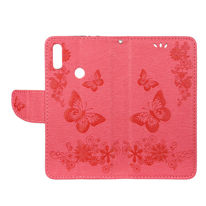 Imprint Butterfly Flowers Leather Stand Wallet Folio Case for Xiaomi Redmi Note 7S / Note 7 / Note 7 Pro (India)