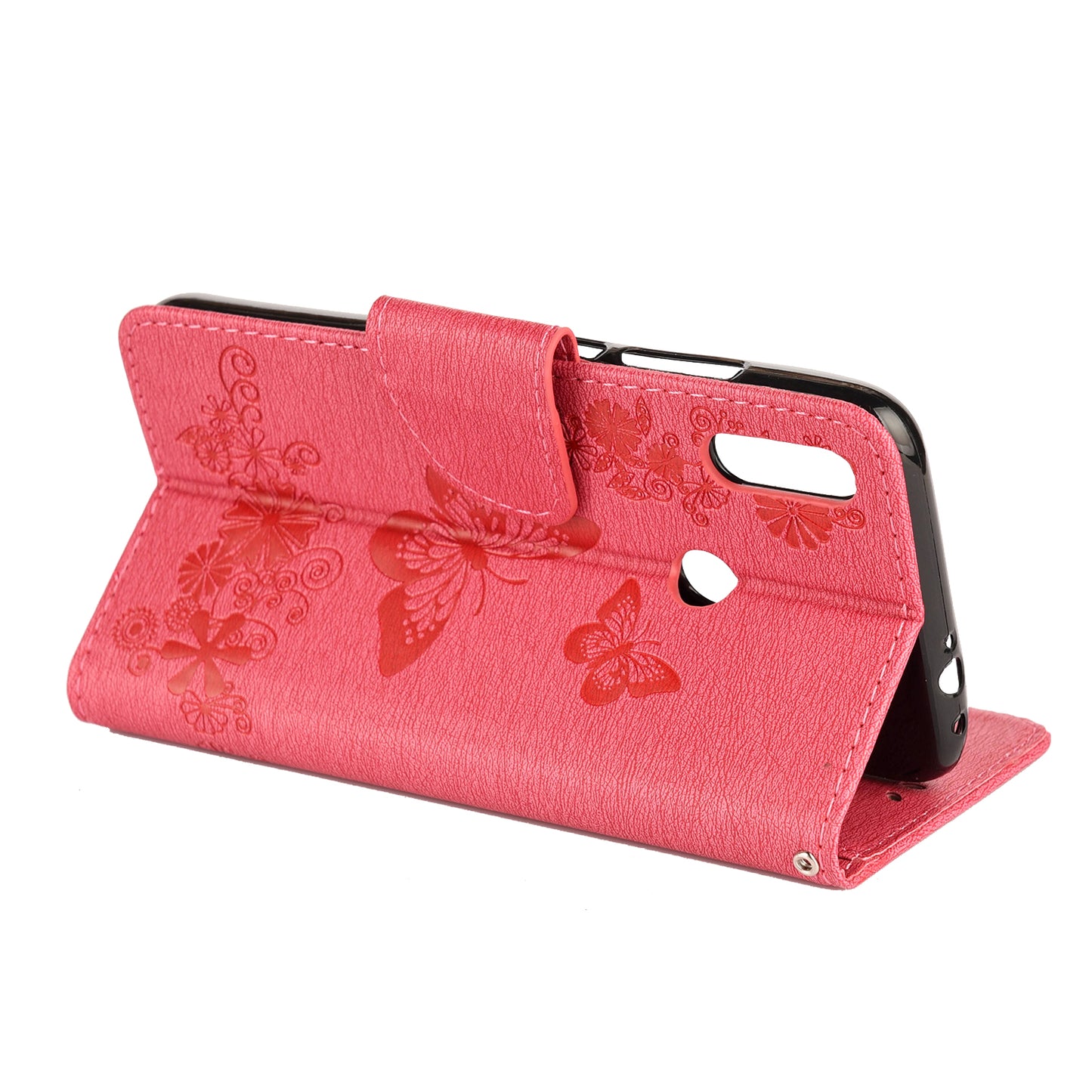Imprint Butterfly Flowers Leather Stand Wallet Folio Case for Xiaomi Redmi Note 7S / Note 7 / Note 7 Pro (India)