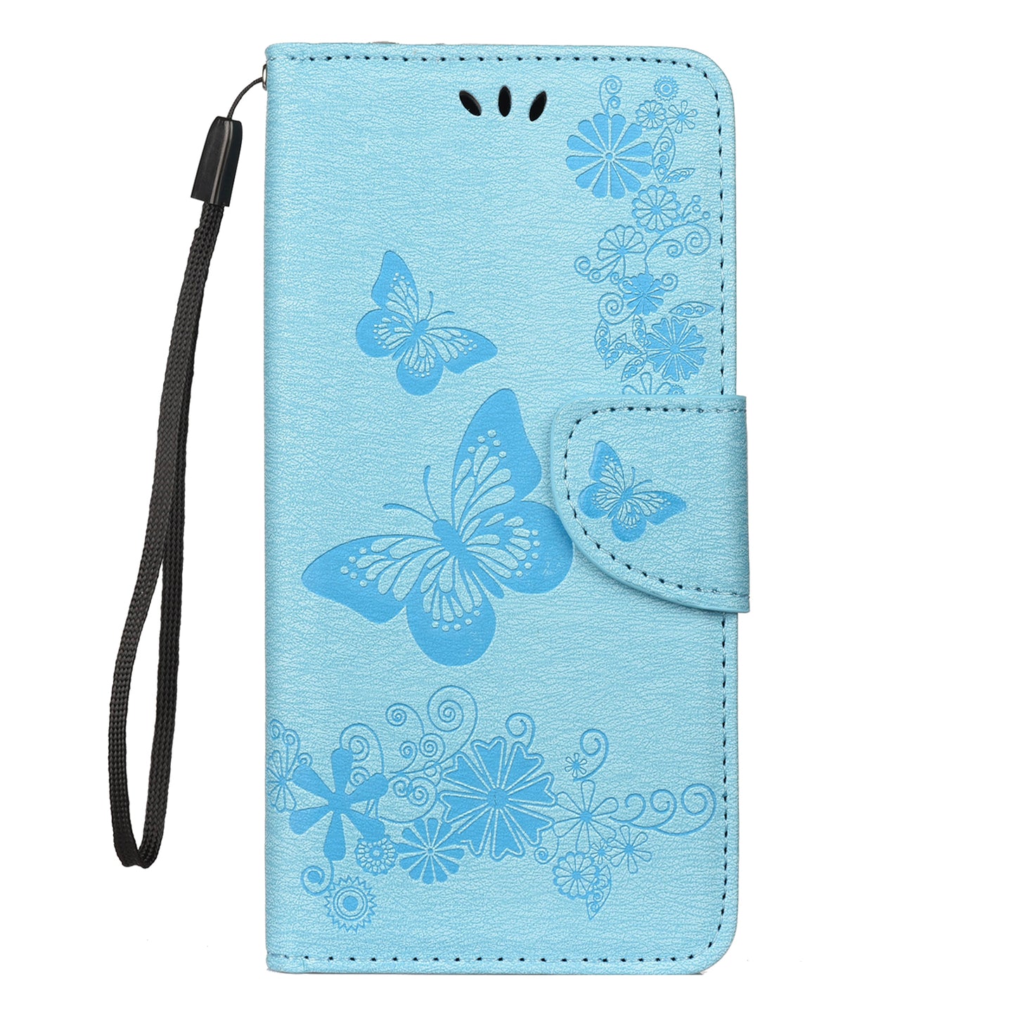 Imprint Butterfly Flowers Leather Stand Wallet Folio Case for Xiaomi Redmi Note 7S / Note 7 / Note 7 Pro (India)
