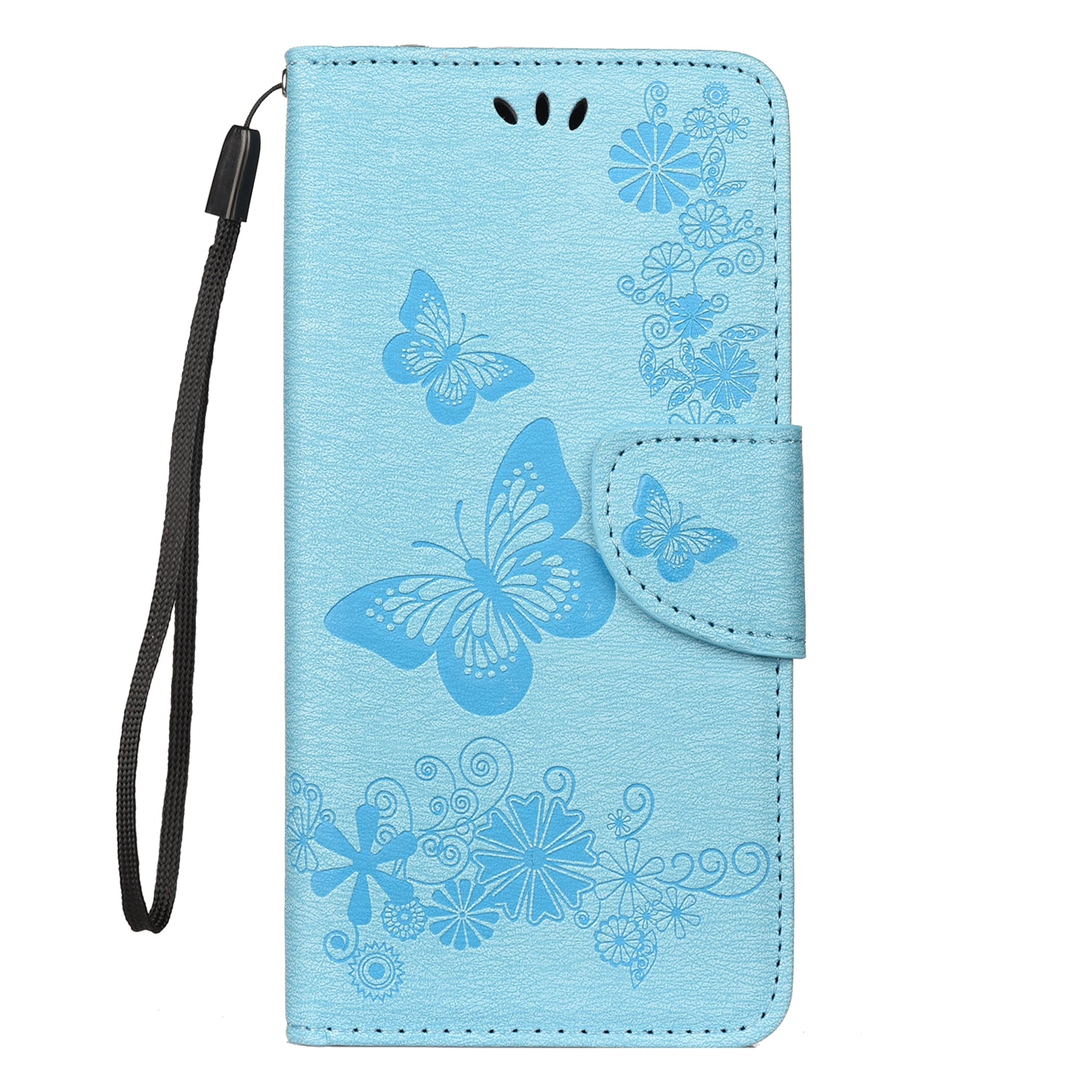 Imprint Butterfly Flowers Leather Stand Wallet Folio Case for Xiaomi Redmi Note 7S / Note 7 / Note 7 Pro (India)