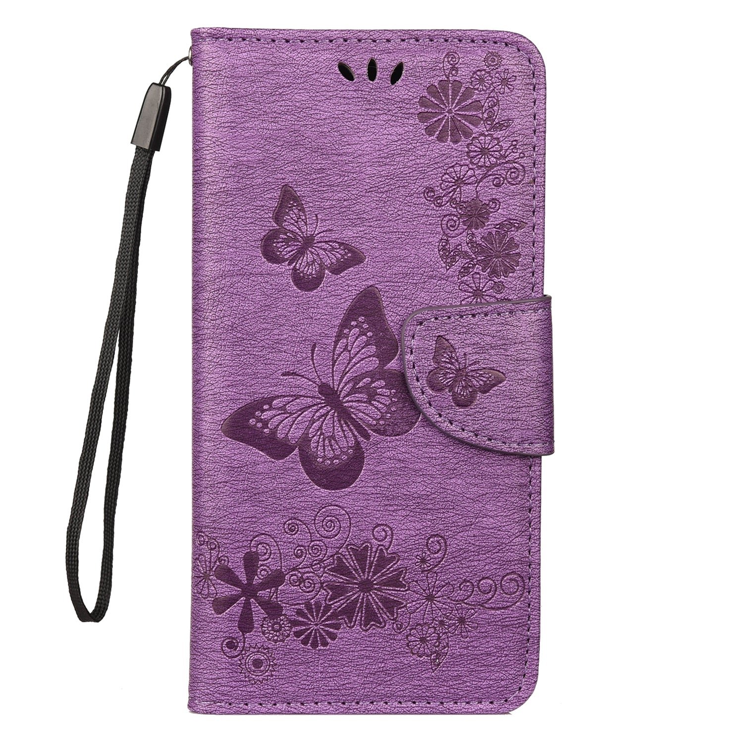 Imprint Butterfly Flowers Leather Stand Wallet Folio Case for Xiaomi Redmi Note 7S / Note 7 / Note 7 Pro (India)