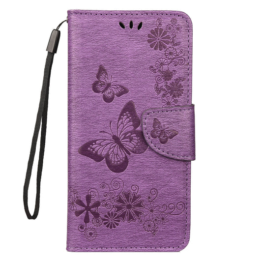 Imprint Butterfly Flowers Leather Stand Wallet Folio Case for Xiaomi Redmi Note 7S / Note 7 / Note 7 Pro (India)