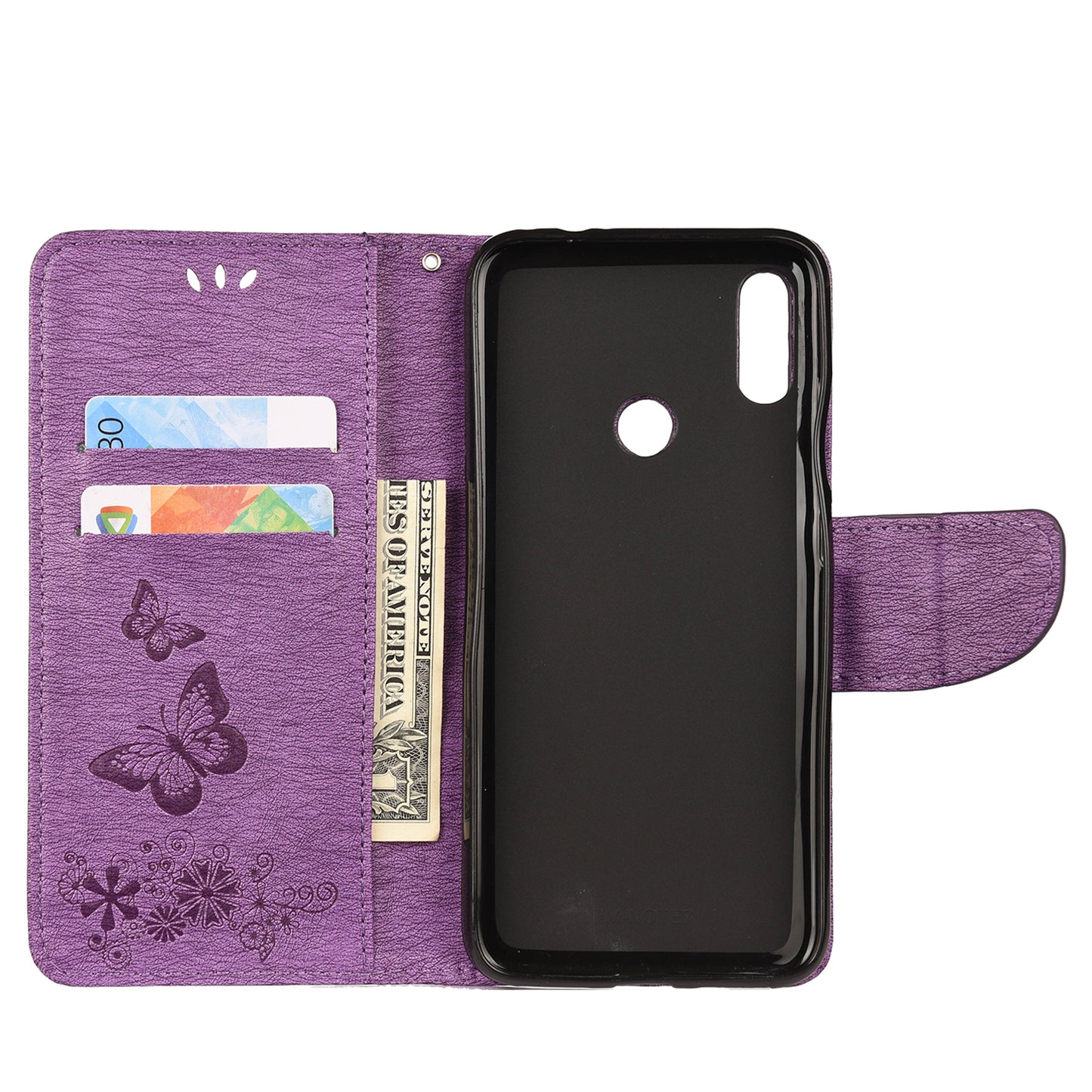 Imprint Butterfly Flowers Leather Stand Wallet Folio Case for Xiaomi Redmi Note 7S / Note 7 / Note 7 Pro (India)