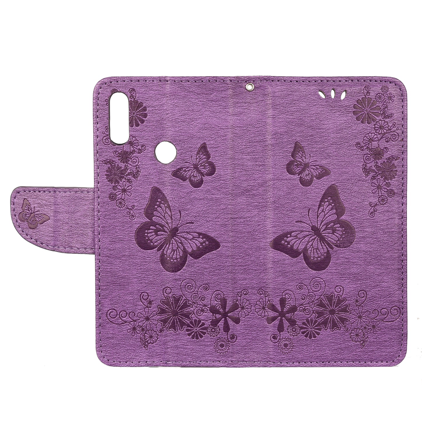 Imprint Butterfly Flowers Leather Stand Wallet Folio Case for Xiaomi Redmi Note 7S / Note 7 / Note 7 Pro (India)