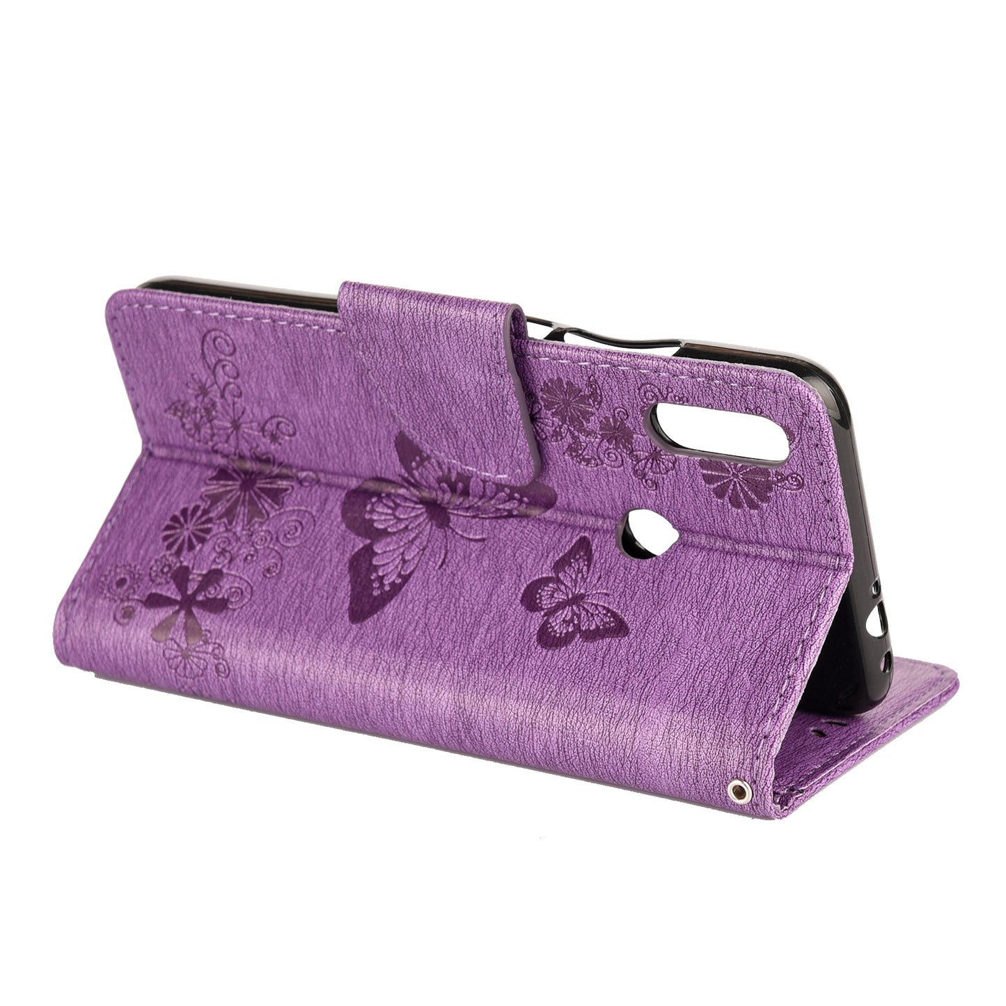 Imprint Butterfly Flowers Leather Stand Wallet Folio Case for Xiaomi Redmi Note 7S / Note 7 / Note 7 Pro (India)
