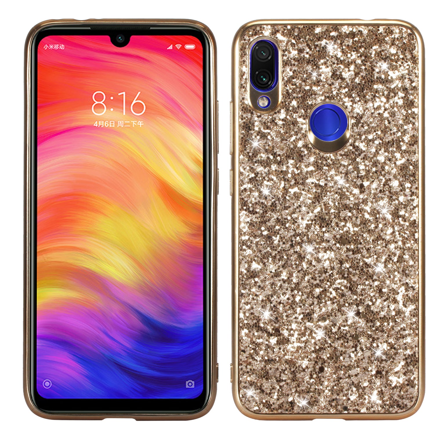 Glittery PC+TPU Protective Mobile Phone Case for Xiaomi Redmi Note 7S / Note 7 / Note 7 Pro (India)