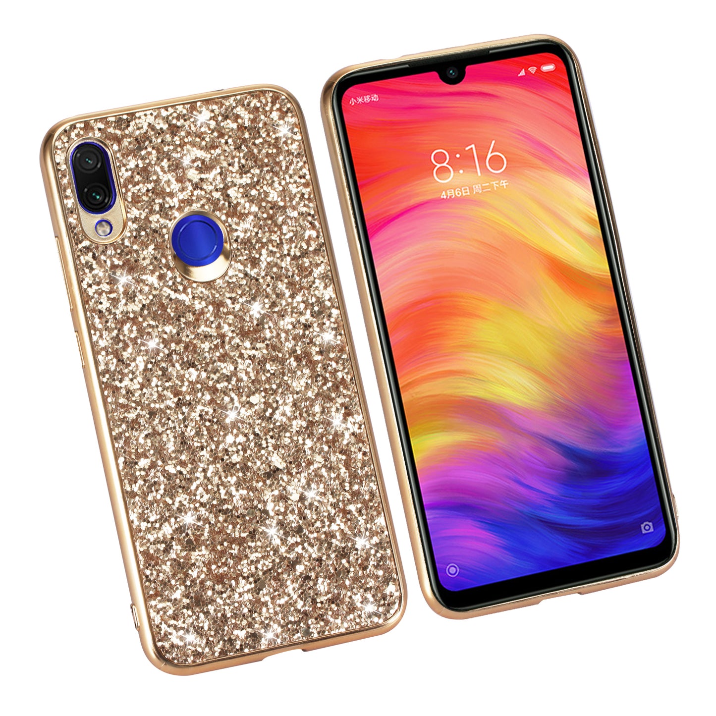 Glittery PC+TPU Protective Mobile Phone Case for Xiaomi Redmi Note 7S / Note 7 / Note 7 Pro (India)