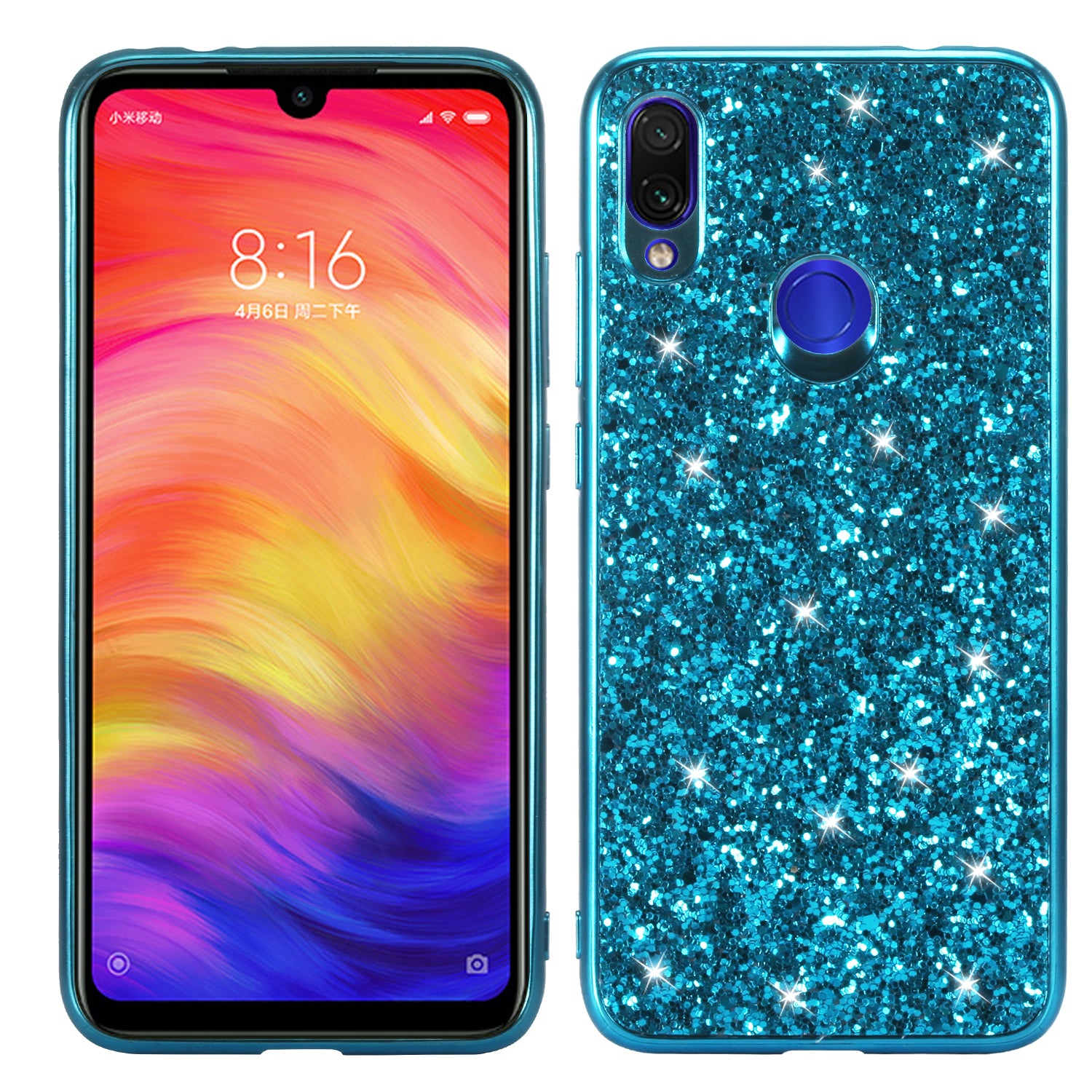 Glittery PC+TPU Protective Mobile Phone Case for Xiaomi Redmi Note 7S / Note 7 / Note 7 Pro (India)
