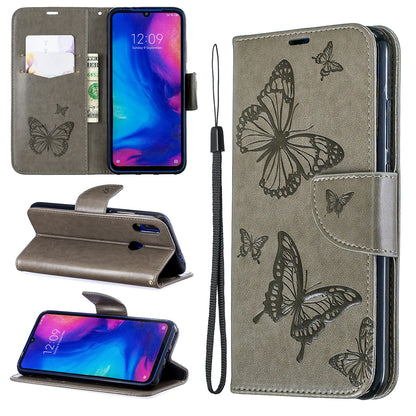 For Xiaomi Redmi Note 7S / Note 7 /Note 7 Pro (India) PU Leather Imprint Butterflies Phone Case