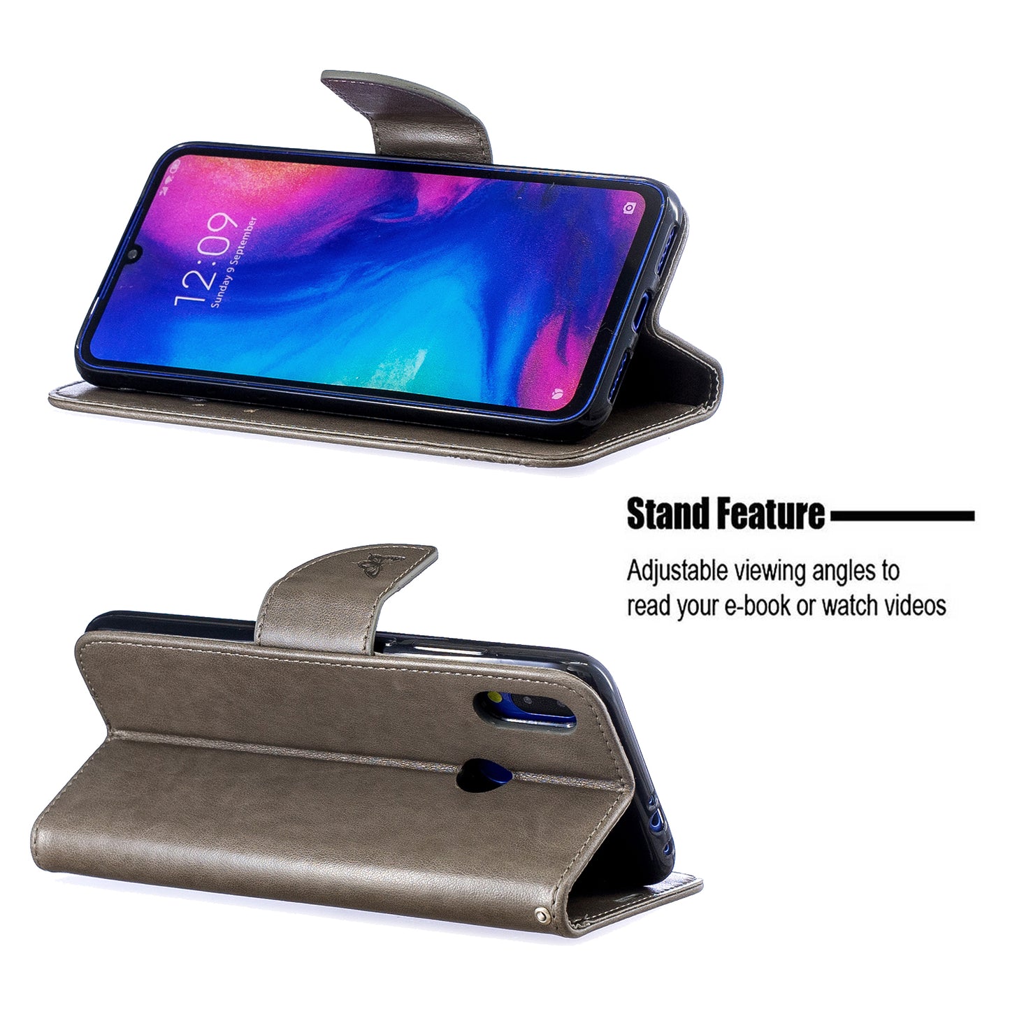 For Xiaomi Redmi Note 7S / Note 7 /Note 7 Pro (India) PU Leather Imprint Butterflies Phone Case