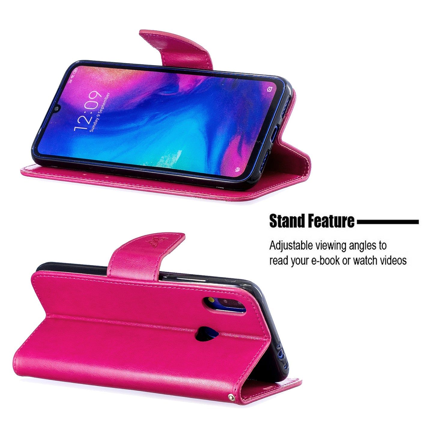 For Xiaomi Redmi Note 7S / Note 7 /Note 7 Pro (India) PU Leather Imprint Butterflies Phone Case