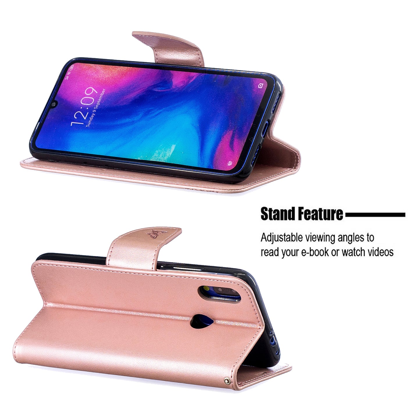 For Xiaomi Redmi Note 7S / Note 7 /Note 7 Pro (India) PU Leather Imprint Butterflies Phone Case