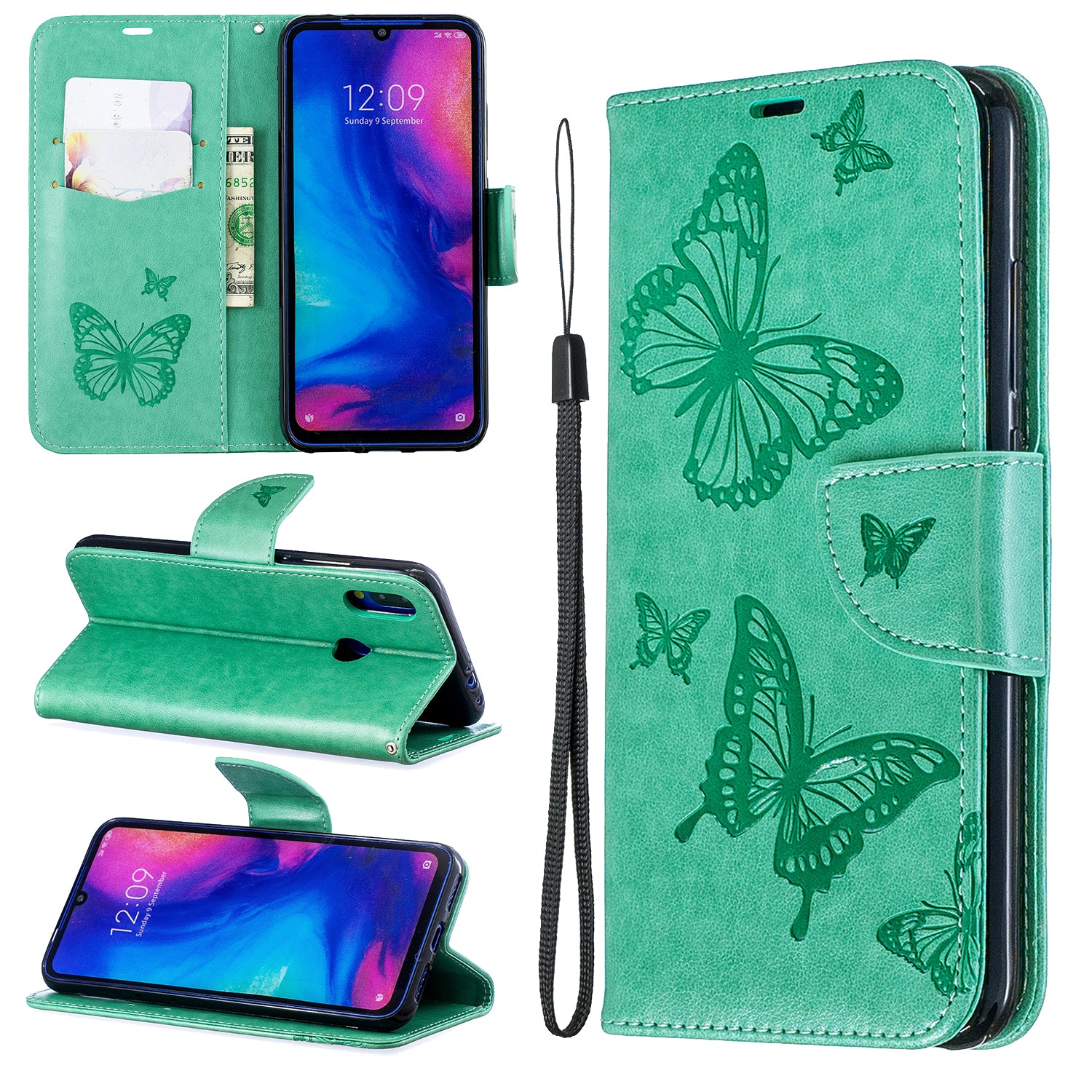 For Xiaomi Redmi Note 7S / Note 7 /Note 7 Pro (India) PU Leather Imprint Butterflies Phone Case