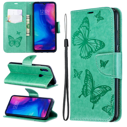 For Xiaomi Redmi Note 7S / Note 7 /Note 7 Pro (India) PU Leather Imprint Butterflies Phone Case