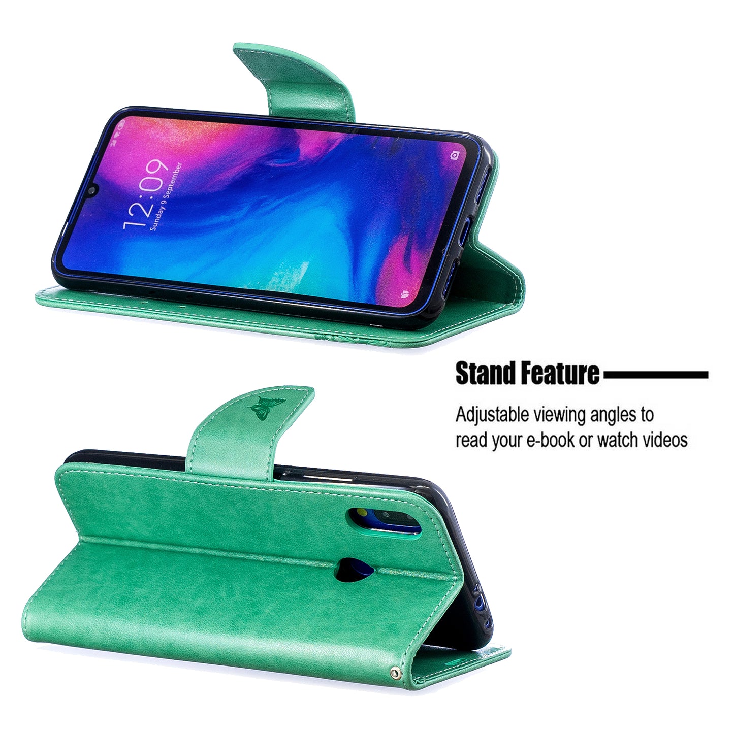 For Xiaomi Redmi Note 7S / Note 7 /Note 7 Pro (India) PU Leather Imprint Butterflies Phone Case