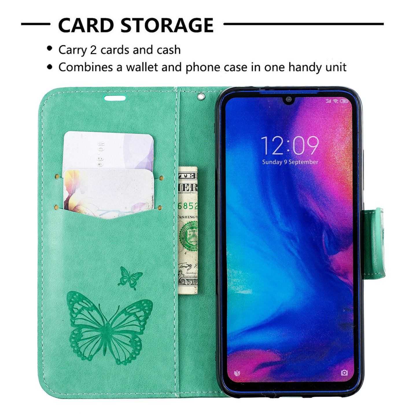 For Xiaomi Redmi Note 7S / Note 7 /Note 7 Pro (India) PU Leather Imprint Butterflies Phone Case