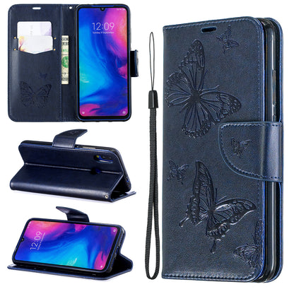 For Xiaomi Redmi Note 7S / Note 7 /Note 7 Pro (India) PU Leather Imprint Butterflies Phone Case