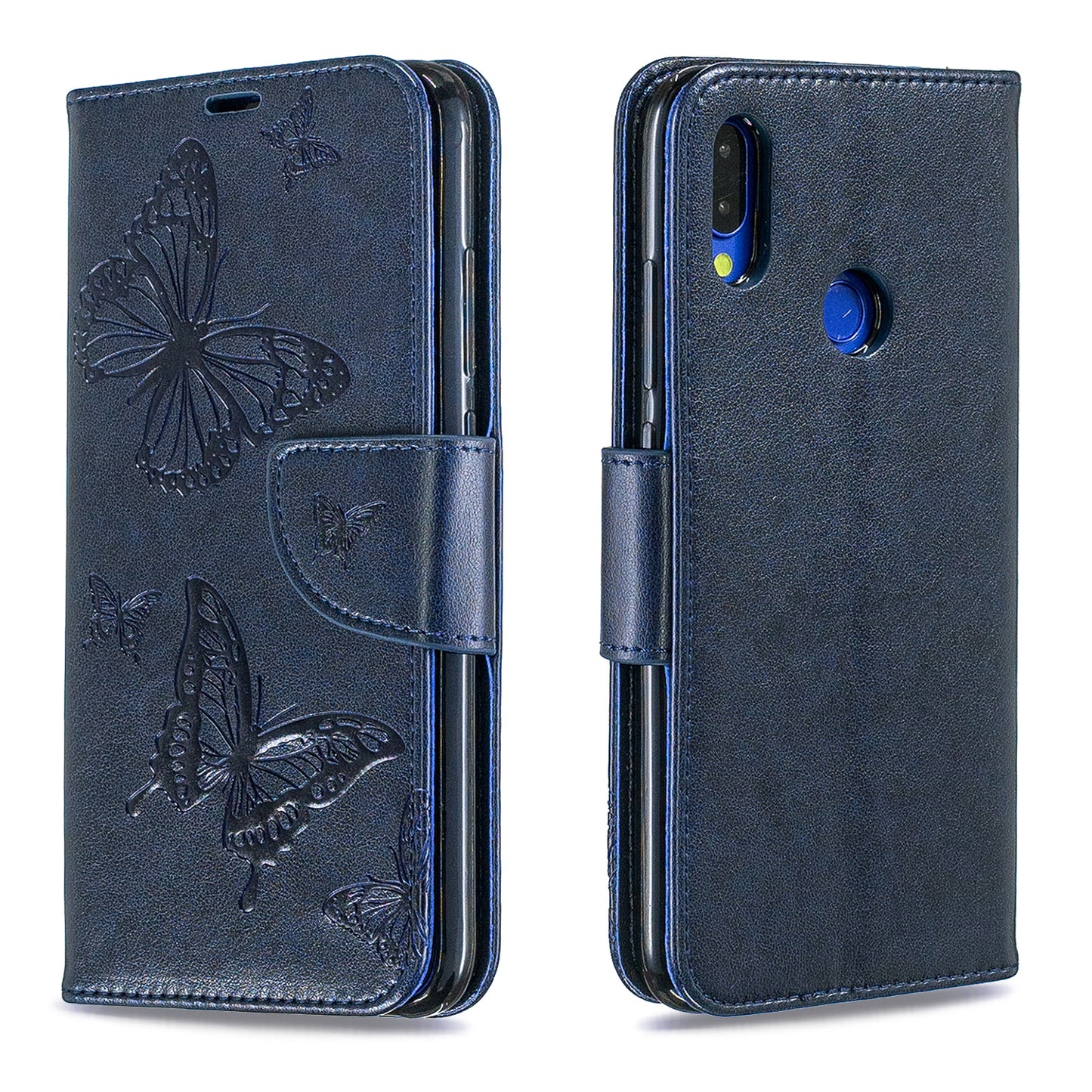 For Xiaomi Redmi Note 7S / Note 7 /Note 7 Pro (India) PU Leather Imprint Butterflies Phone Case