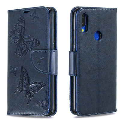 For Xiaomi Redmi Note 7S / Note 7 /Note 7 Pro (India) PU Leather Imprint Butterflies Phone Case