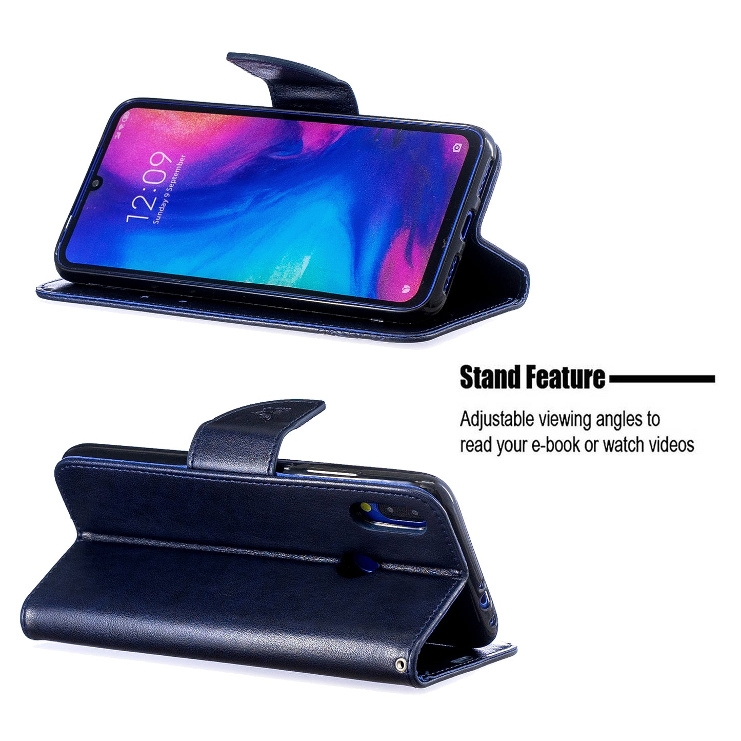For Xiaomi Redmi Note 7S / Note 7 /Note 7 Pro (India) PU Leather Imprint Butterflies Phone Case