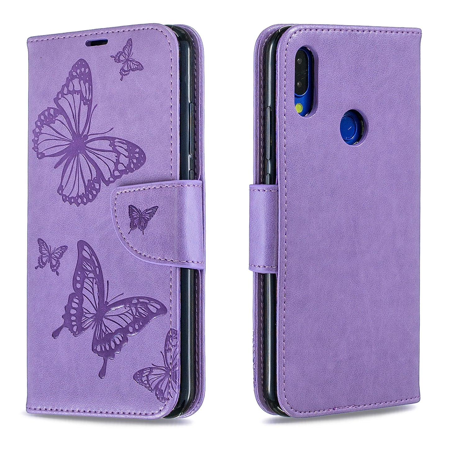 For Xiaomi Redmi Note 7S / Note 7 /Note 7 Pro (India) PU Leather Imprint Butterflies Phone Case