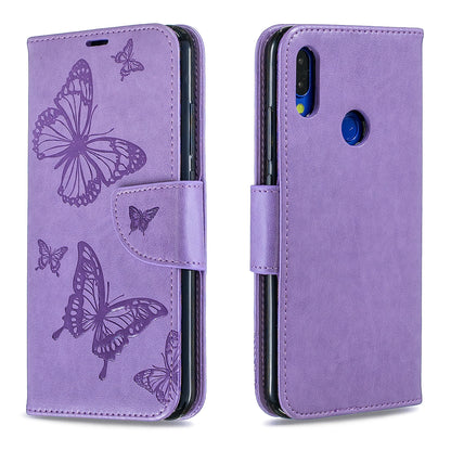 For Xiaomi Redmi Note 7S / Note 7 /Note 7 Pro (India) PU Leather Imprint Butterflies Phone Case