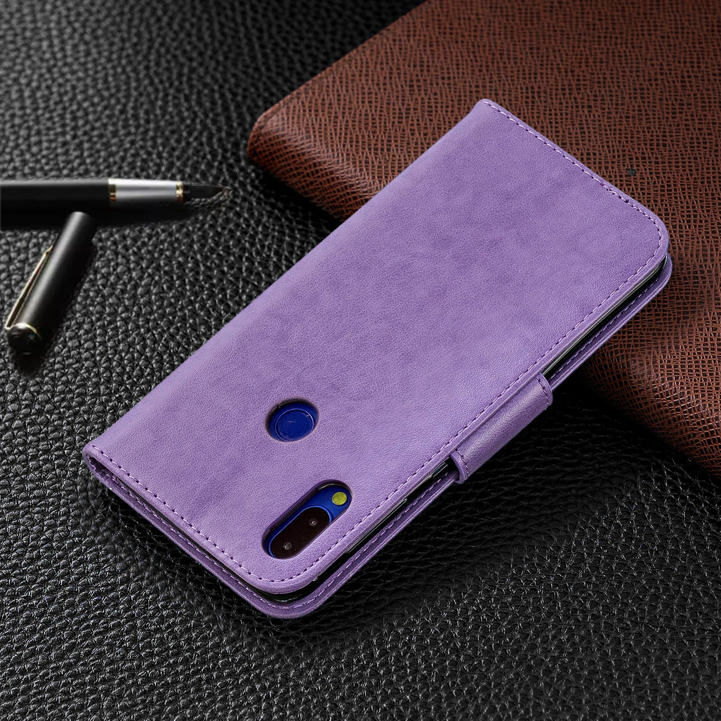 For Xiaomi Redmi Note 7S / Note 7 /Note 7 Pro (India) PU Leather Imprint Butterflies Phone Case