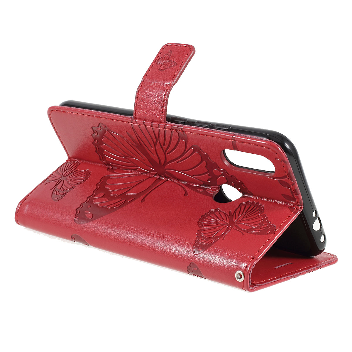 KT Imprinting Flower Series-2 Imprint Butterfly Flower Leather Wallet Case for Xiaomi Redmi 7 / Redmi Y3