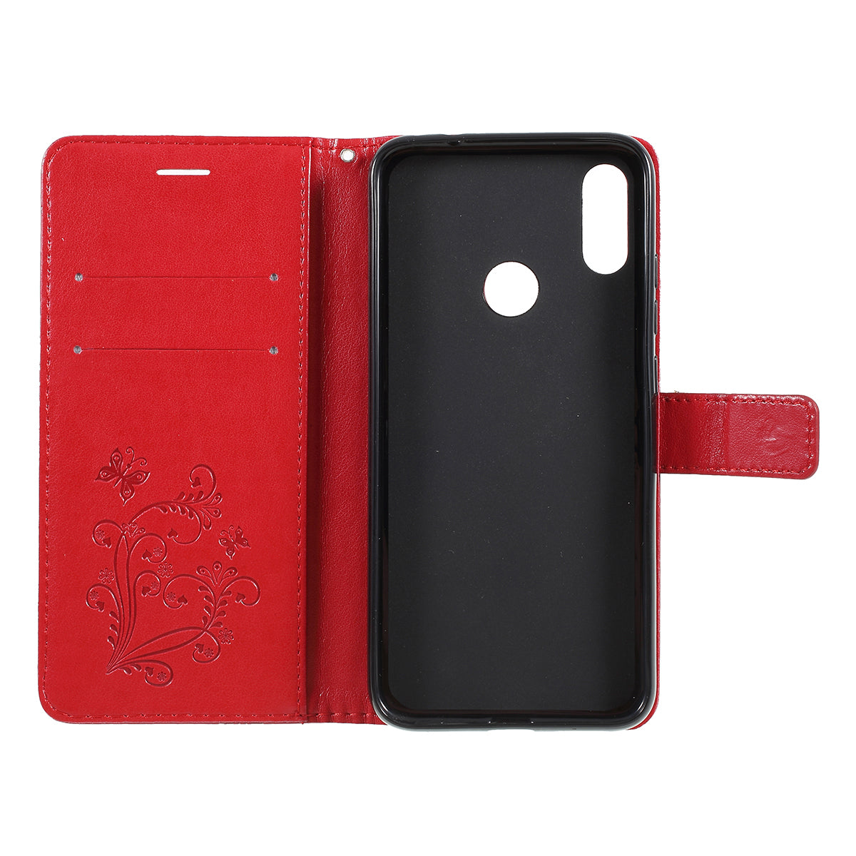 KT Imprinting Flower Series-2 Imprint Butterfly Flower Leather Wallet Case for Xiaomi Redmi 7 / Redmi Y3