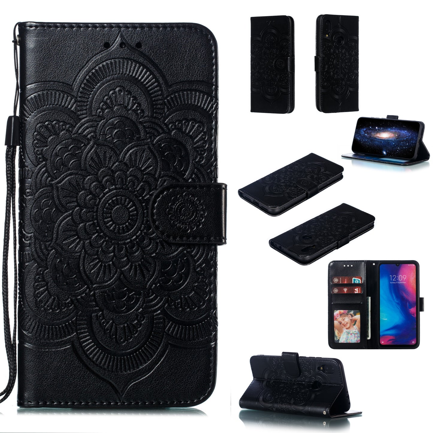 For Xiaomi Redmi Note 7S / Note 7/Note 7 Pro (India) Imprint Mandala Flower Leather Wallet Cover Phone Case
