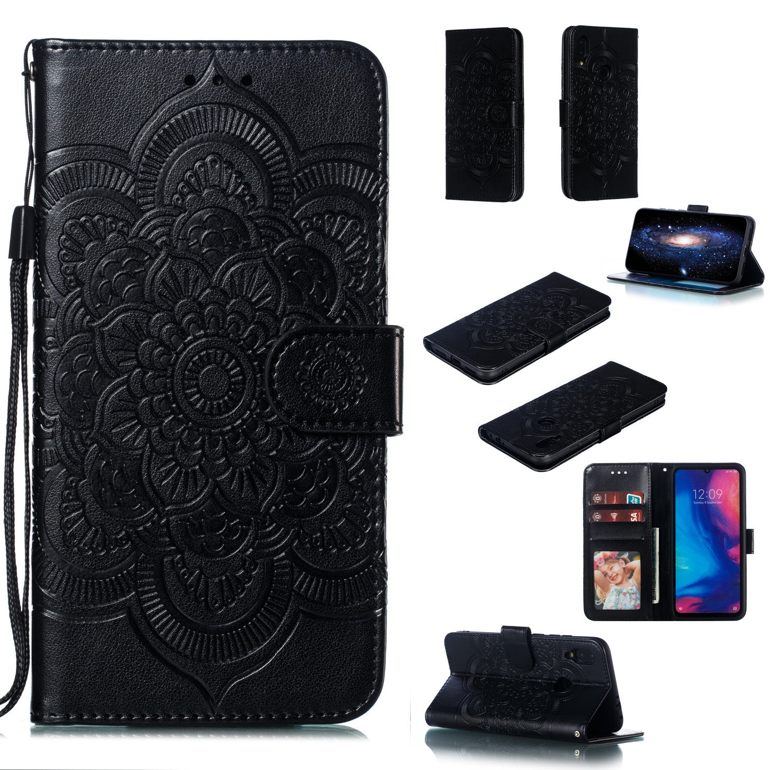 For Xiaomi Redmi Note 7S / Note 7/Note 7 Pro (India) Imprint Mandala Flower Leather Wallet Cover Phone Case