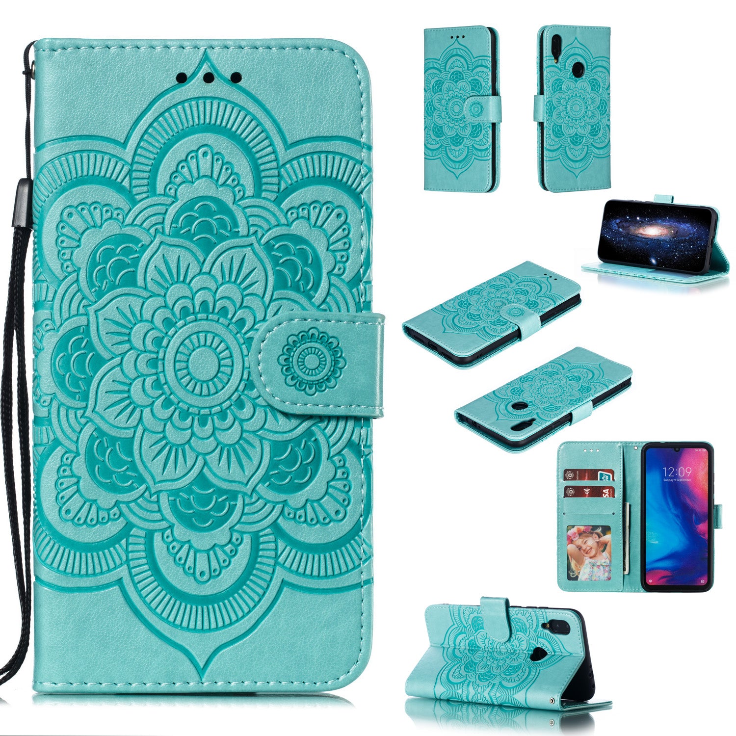 For Xiaomi Redmi Note 7S / Note 7/Note 7 Pro (India) Imprint Mandala Flower Leather Wallet Cover Phone Case