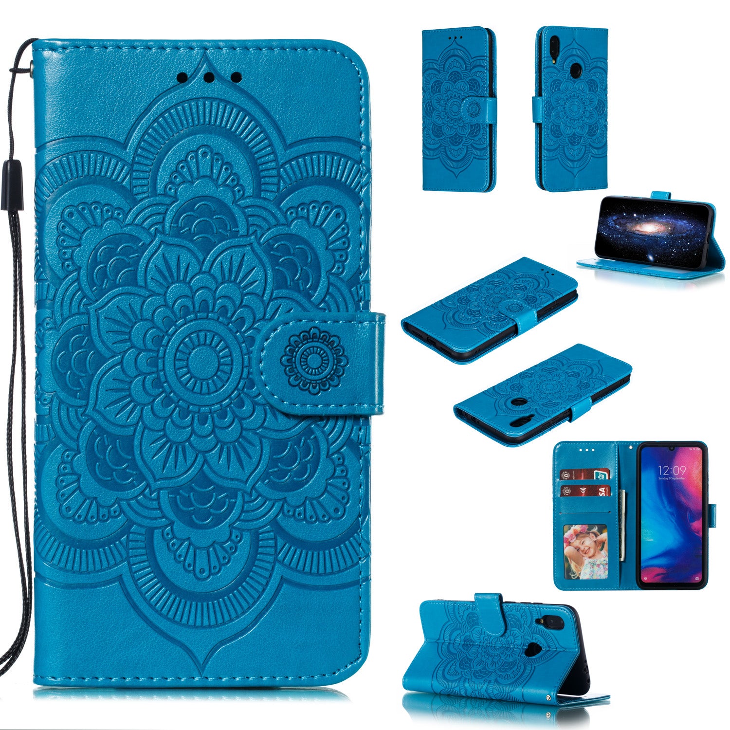 For Xiaomi Redmi Note 7S / Note 7/Note 7 Pro (India) Imprint Mandala Flower Leather Wallet Cover Phone Case