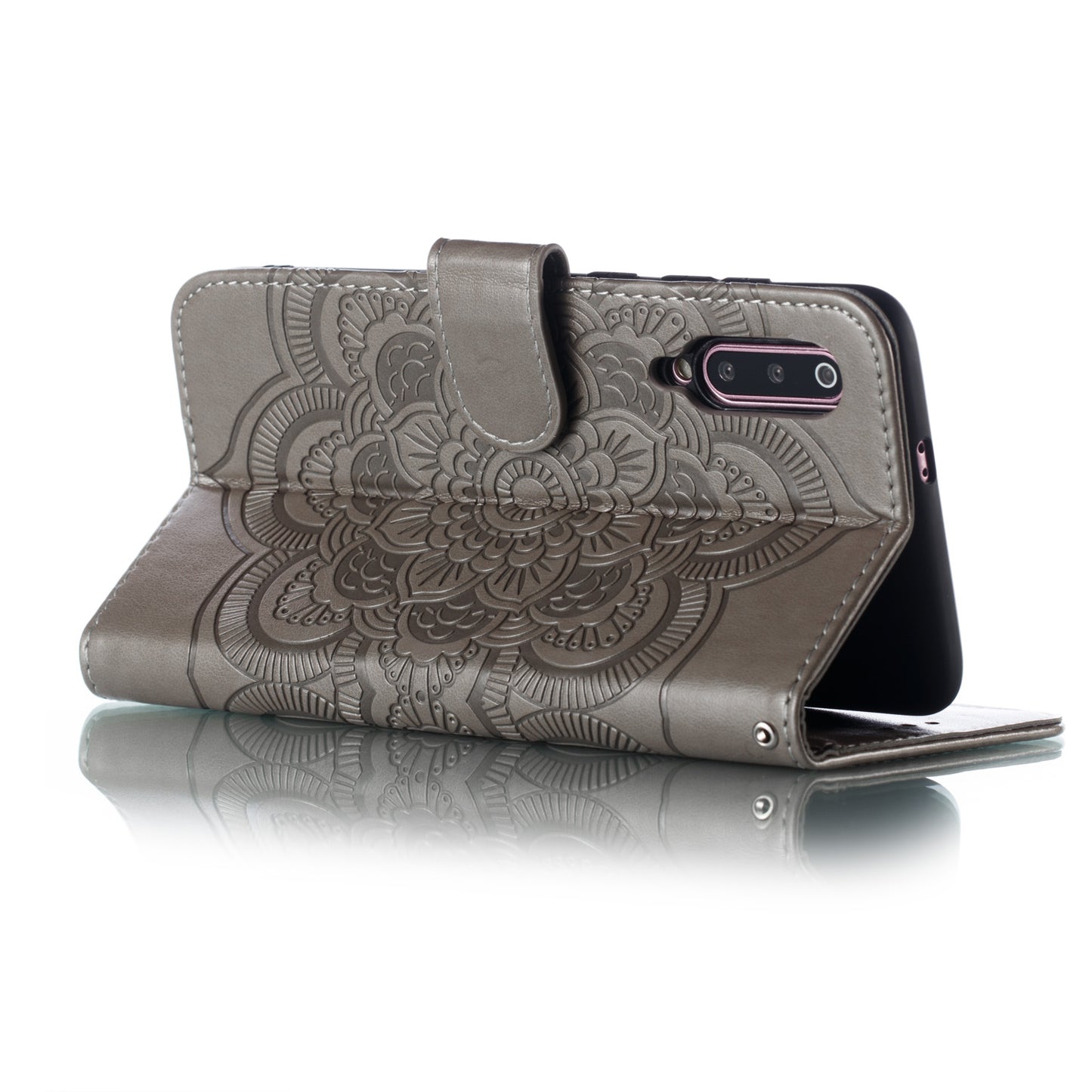 For Xiaomi Mi 9 Imprint Mandala Flower Stand Leather Phone Case Cover