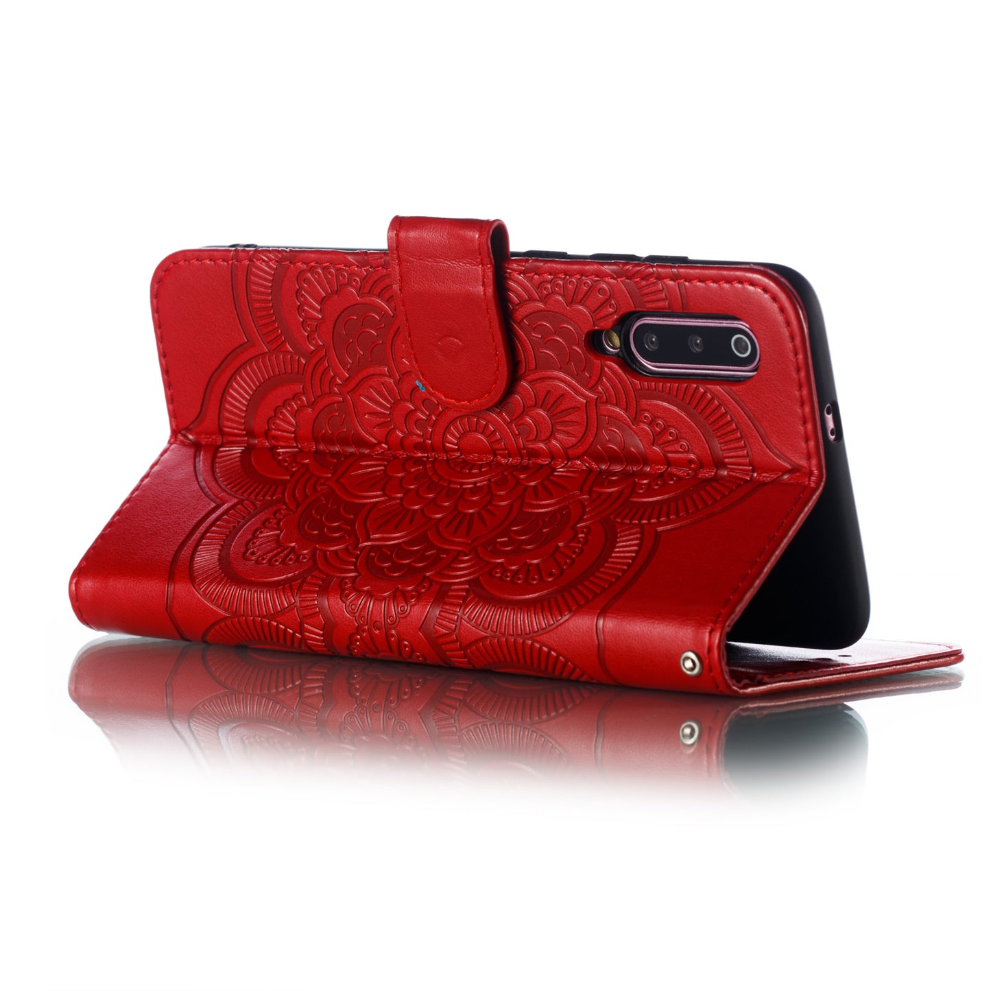 For Xiaomi Mi 9 Imprint Mandala Flower Stand Leather Phone Case Cover